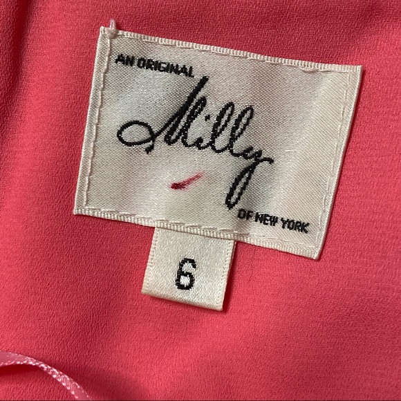 MILLY of New York Strapless Coral Print Bubble Hem Dress Sz 6 - Picture 13 of 14